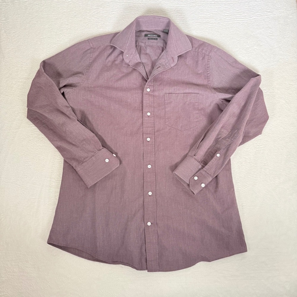 Indochino Made For You Button Down Dress Shirt Purple Heathered Mens L 42W x 30L